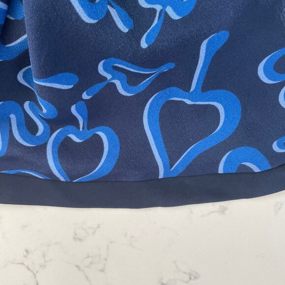 Tara Jarmon Paris SS Fit & Flare Print Partial Lined 100% Silk Dress Blue Sz 36 - Picture 10 of 14